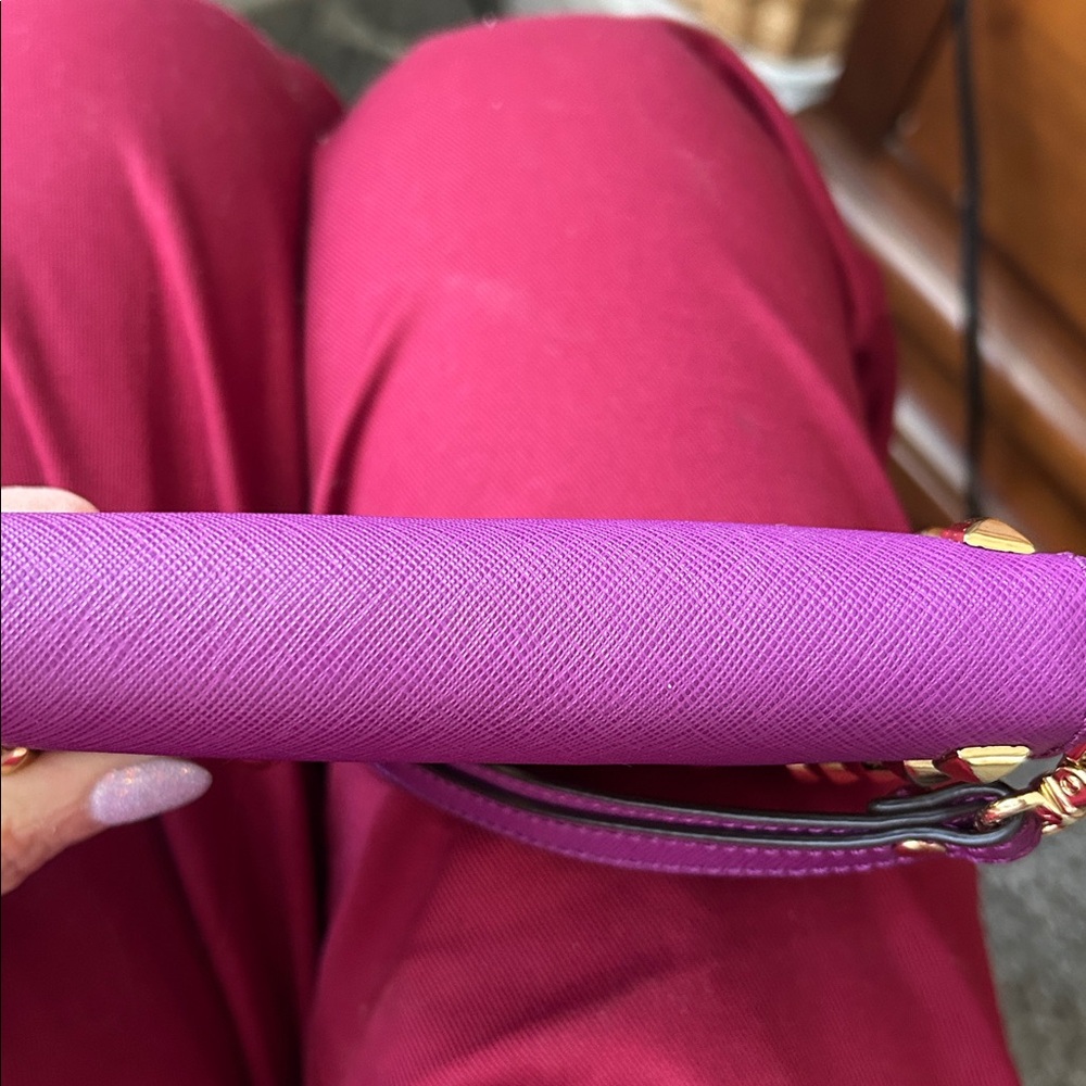 Gorgeous Michael Kors Purple Wristlet with gold studs accents - Picture 7 of 10